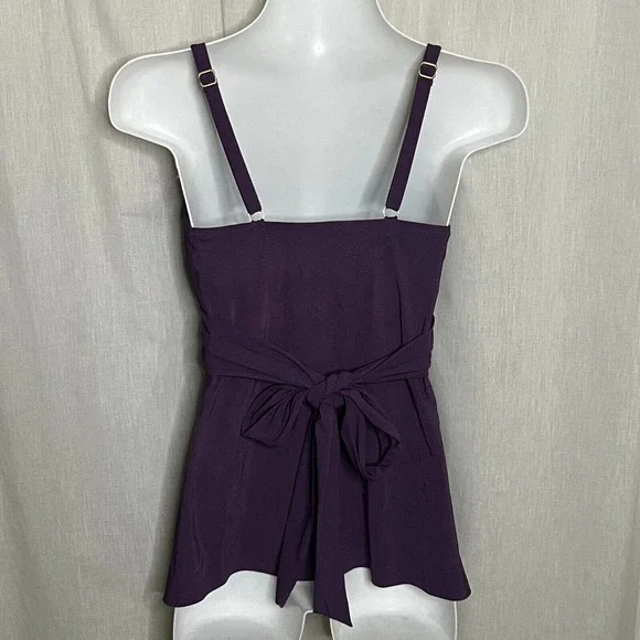 Land’s End Women's Purple Twist Front Lined & Lightly Padded Tankini Top Sz 2 - Picture 2 of 12